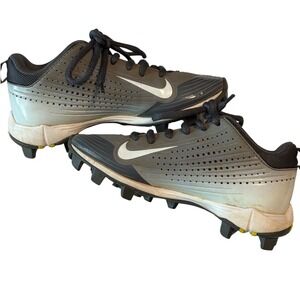 Nike Baseball Cleats Molded Gray White Low Top Kids Size 12C Great! Ship Fast!‎
